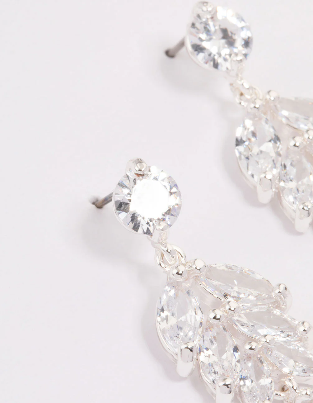 Silver Cubic Zirconia Drop Statement Earrings - Image 2