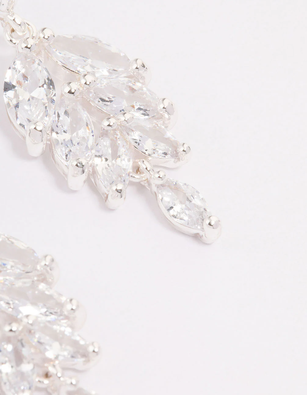 Silver Cubic Zirconia Drop Statement Earrings - Image 3
