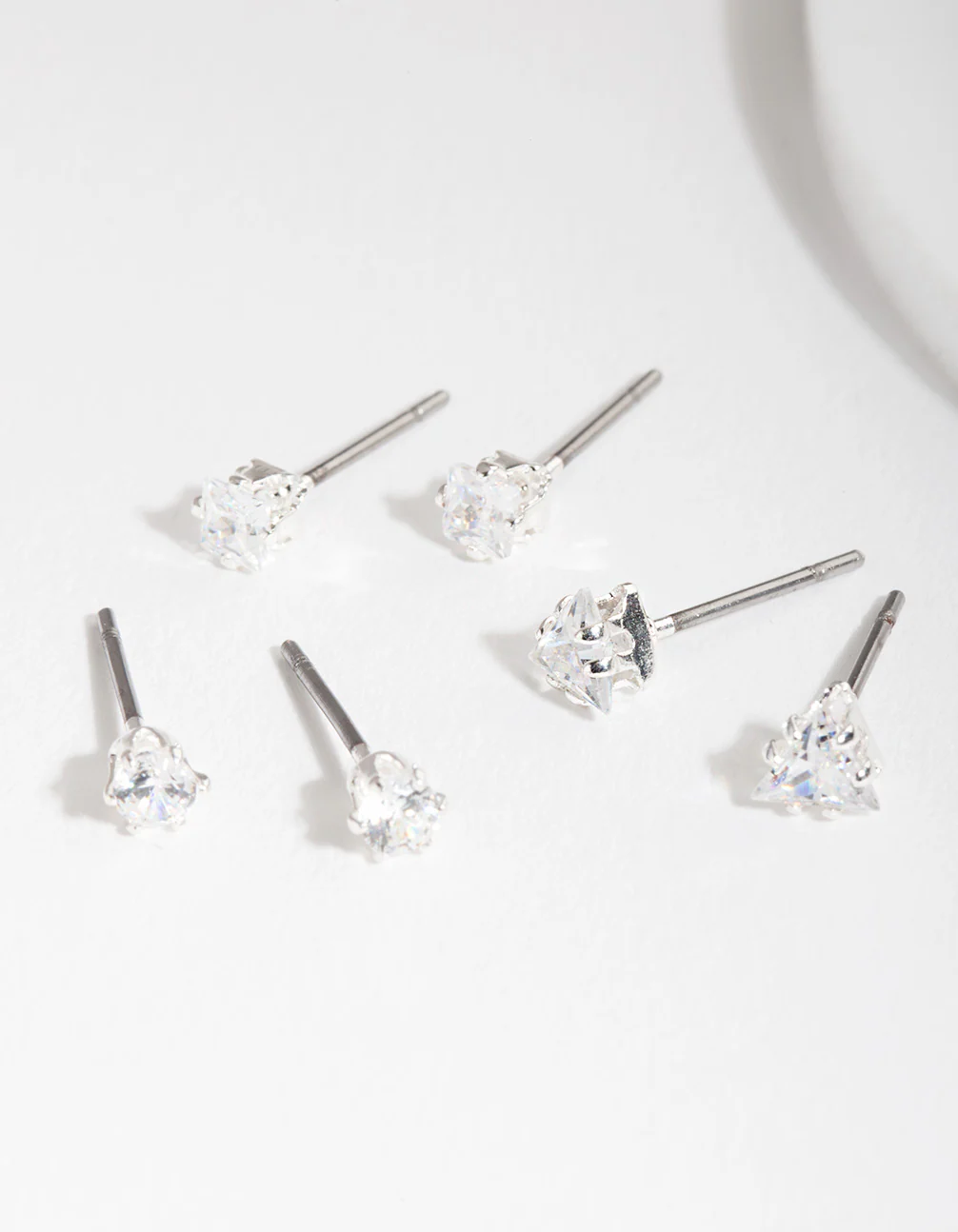 Silver Cubic Zirconia Geo Earring Pack