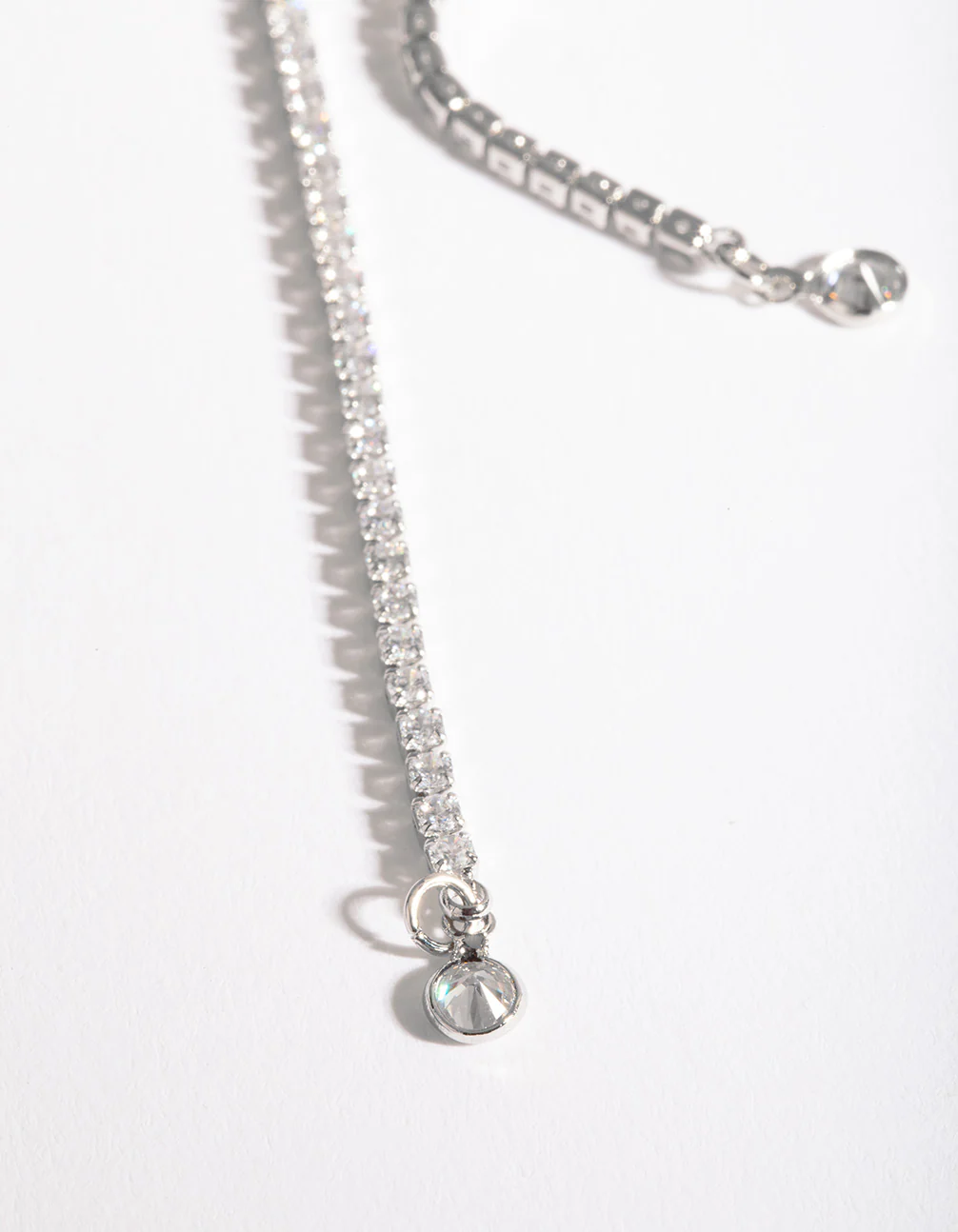 Silver Cubic Zirconia Lariat Necklace - Image 3