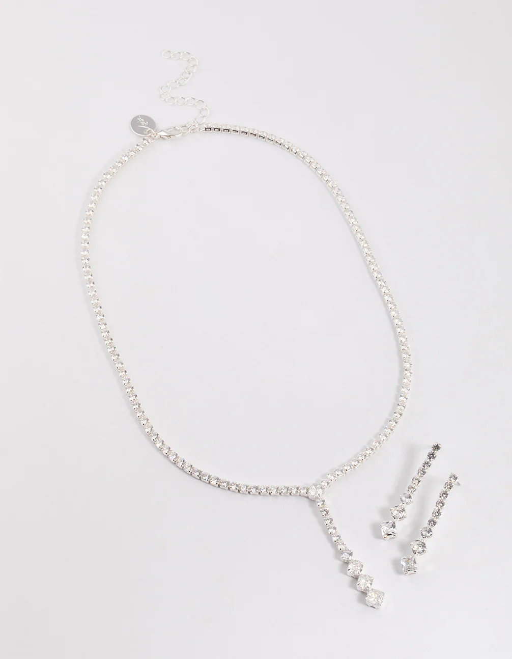 Silver Cubic Zirconia Silver Y-Neck Jewellery Set - Image 2