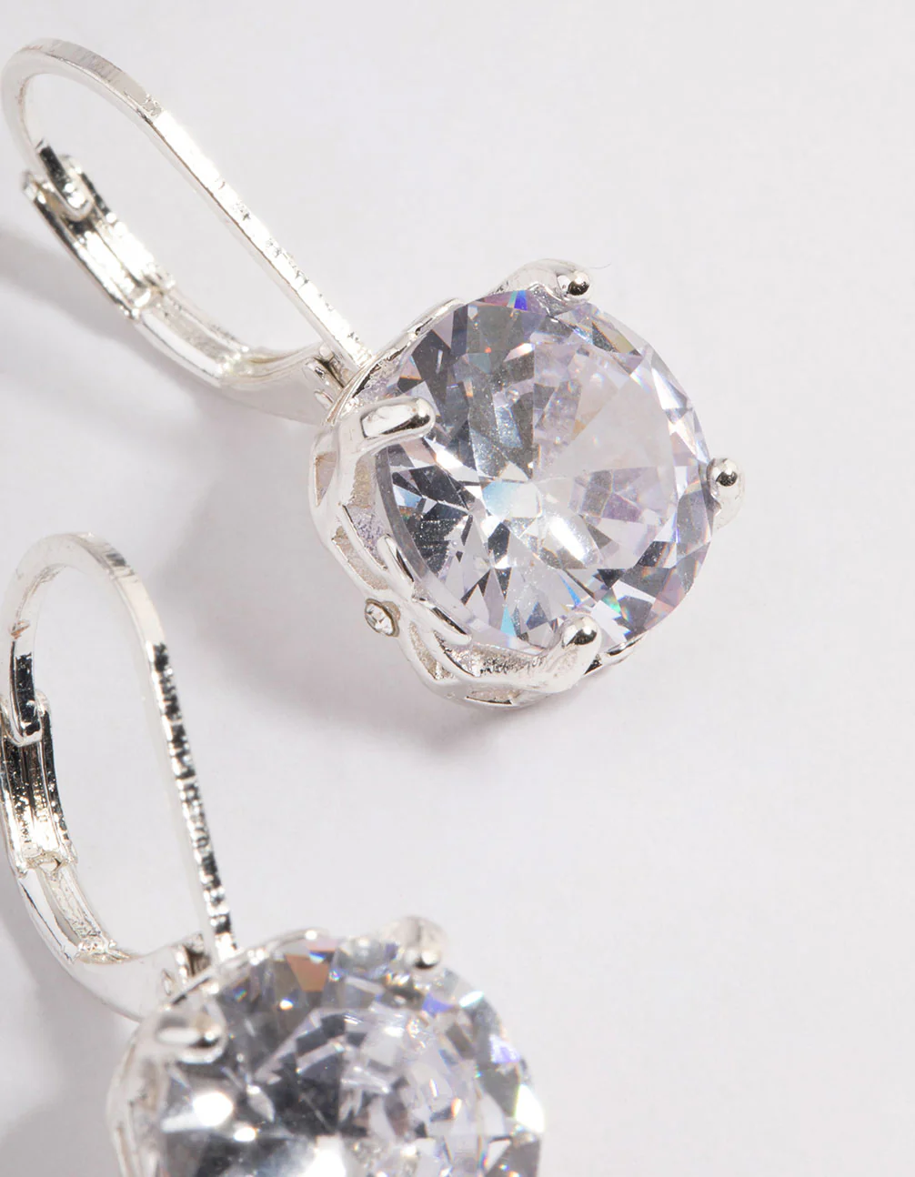 Silver Cubic Zirconia Mega Stone Huggie Earrings - Image 3
