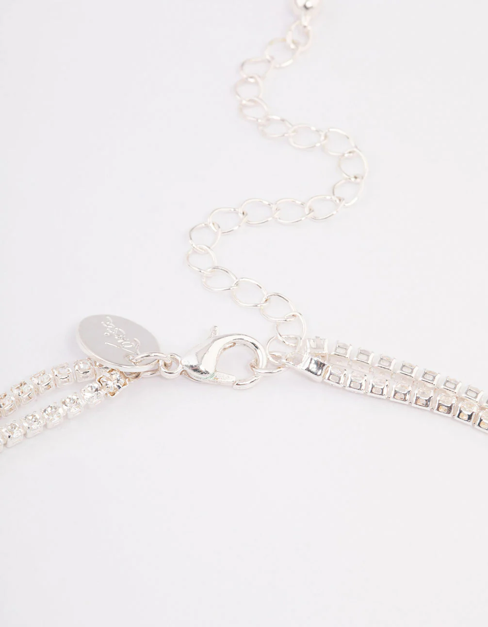 Silver Cubic Zirconia Multi-Row Pearl Necklace - Image 3