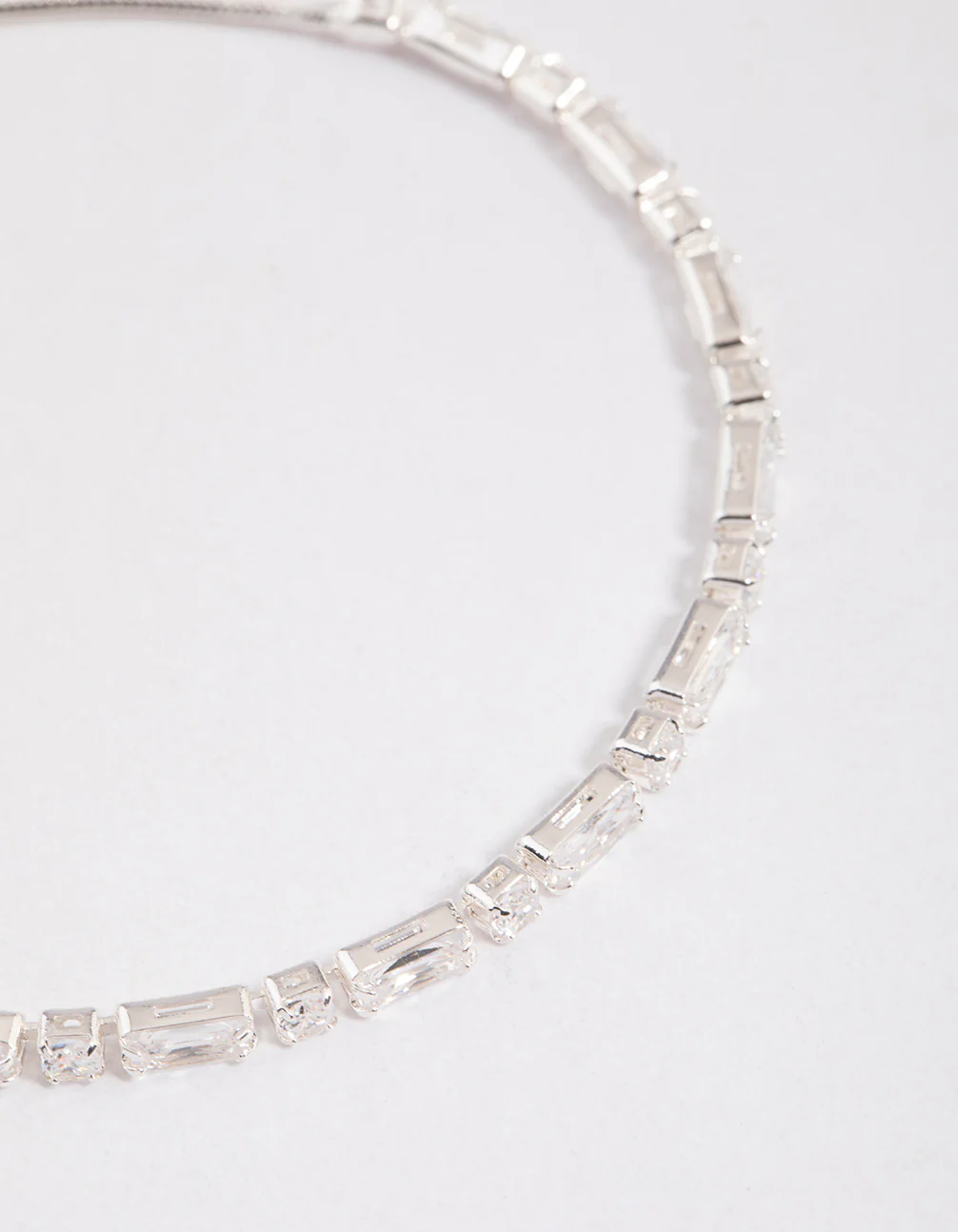 Silver Cubic Zirconia Small Baguette Toggle Tennis Bracelet - Image 2