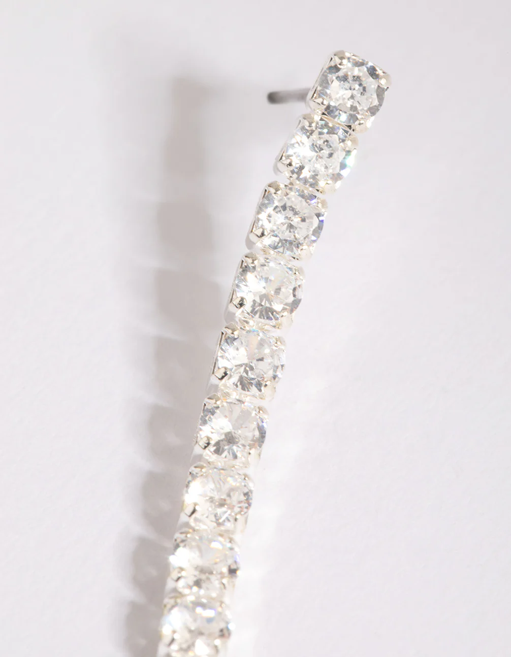 Silver Cubic Zirconia Single Cup Chain Drop Earrings - Image 3