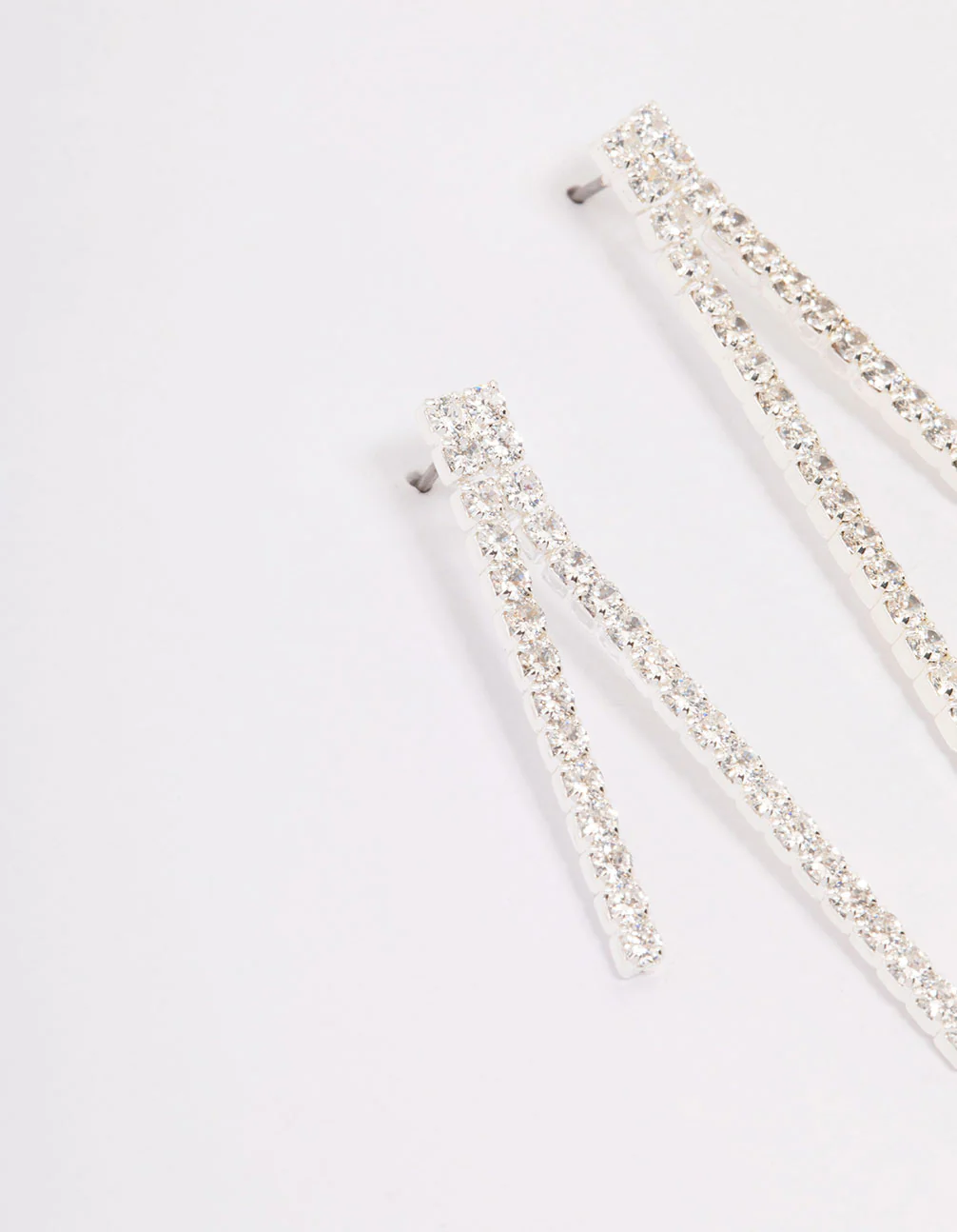 Silver Cubic Zirconia Tassel Drop Earrings - Image 2