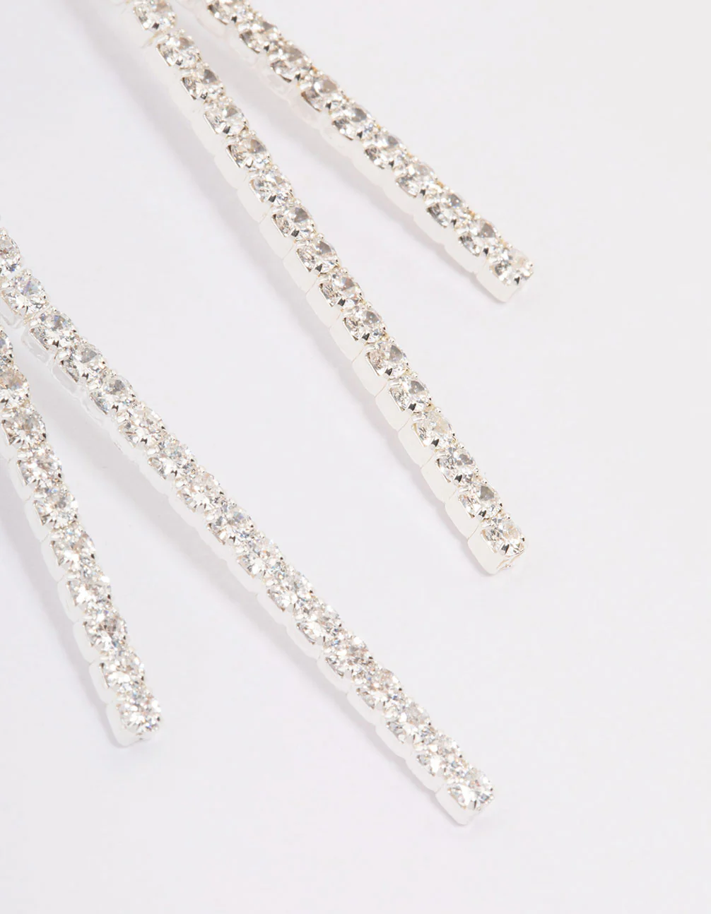 Silver Cubic Zirconia Tassel Drop Earrings - Image 3