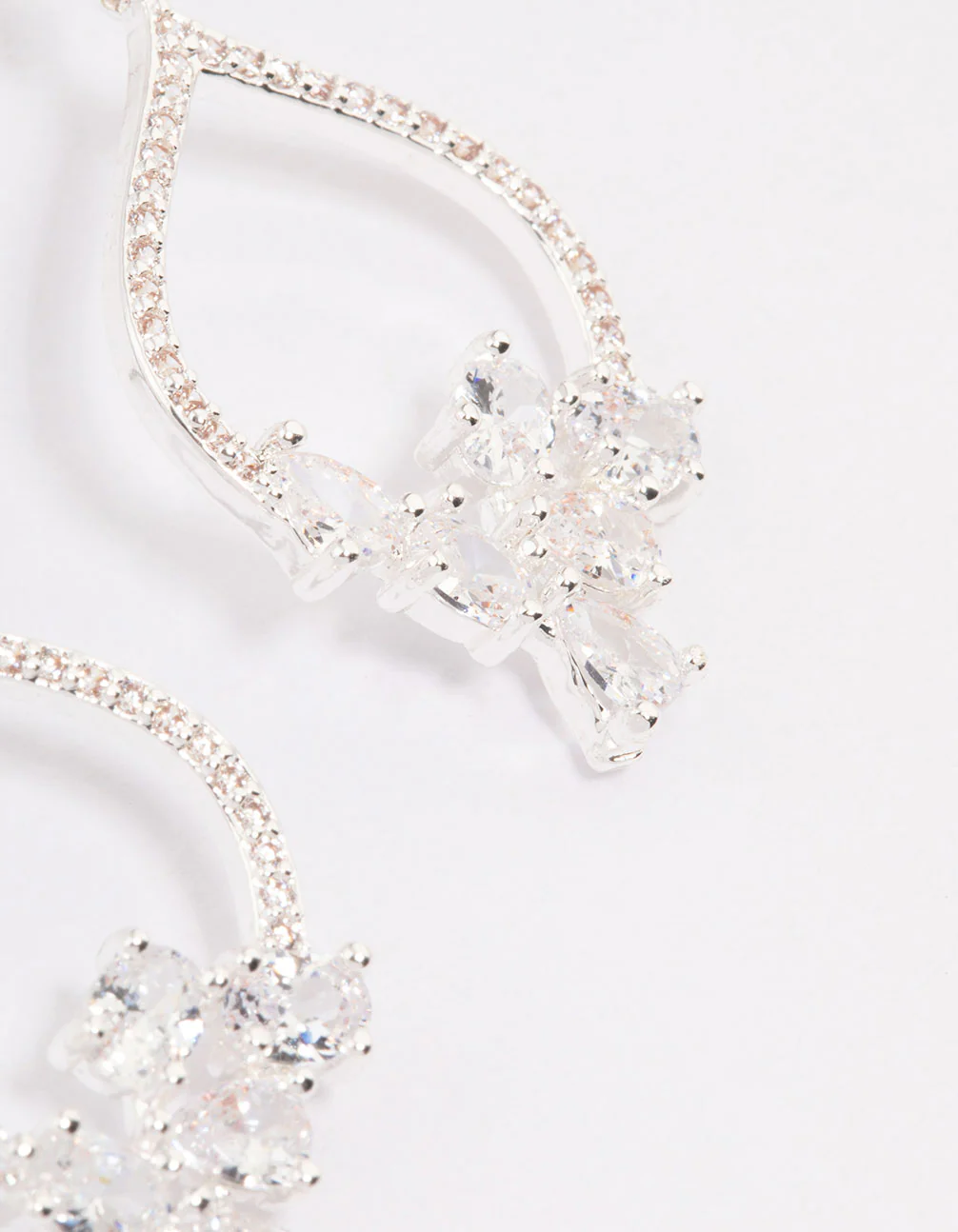 Silver Cubic Zirconia Teardrop Earrings - Image 2