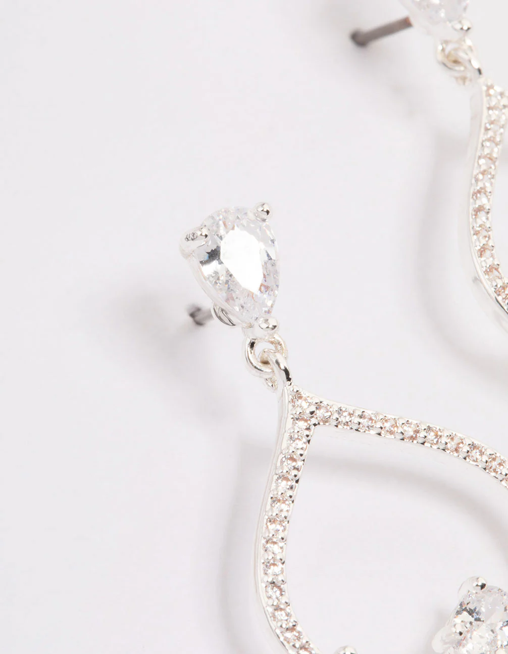 Silver Cubic Zirconia Teardrop Earrings - Image 3