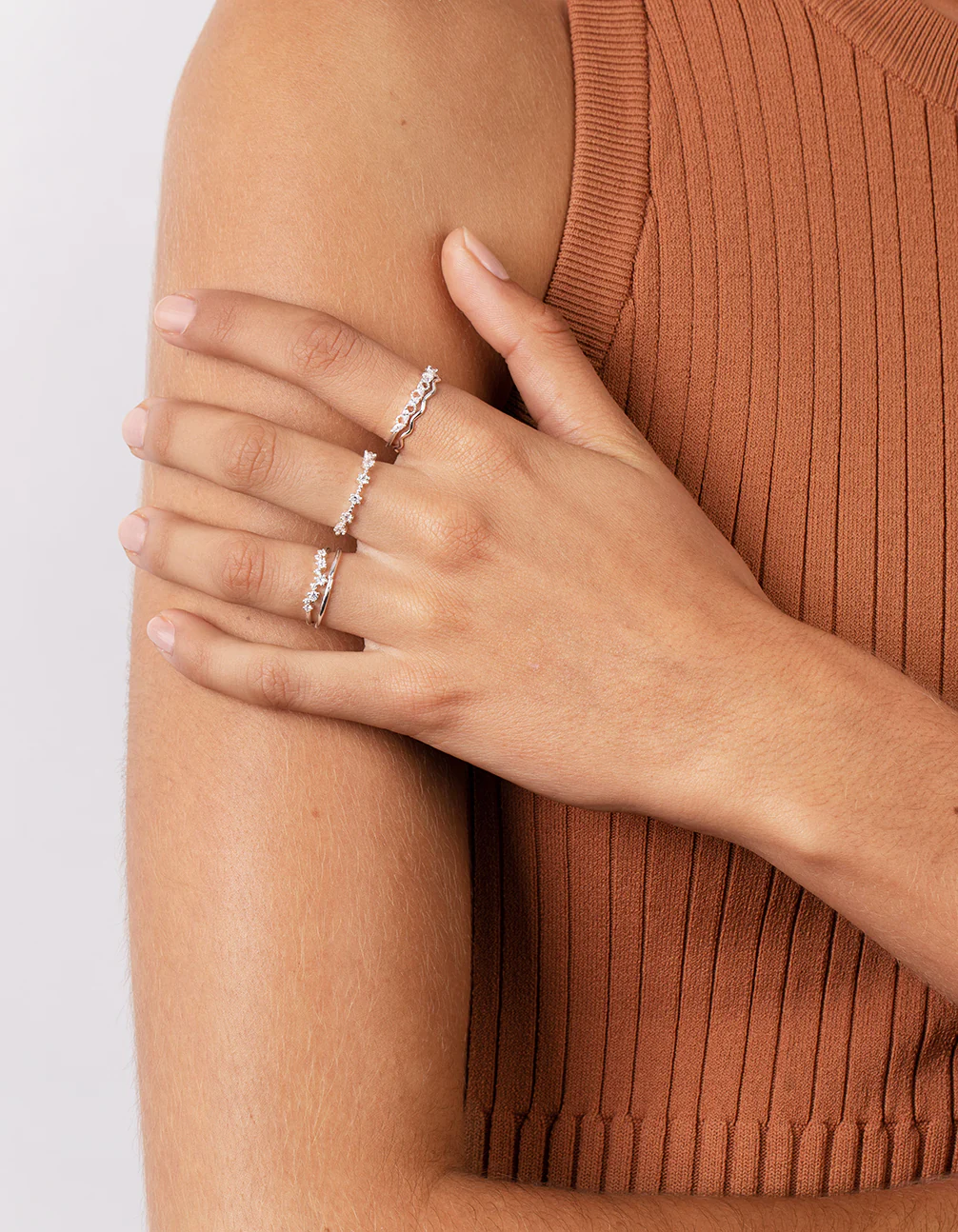 Silver Delicate Bands Rings 5-Pack - Image 2