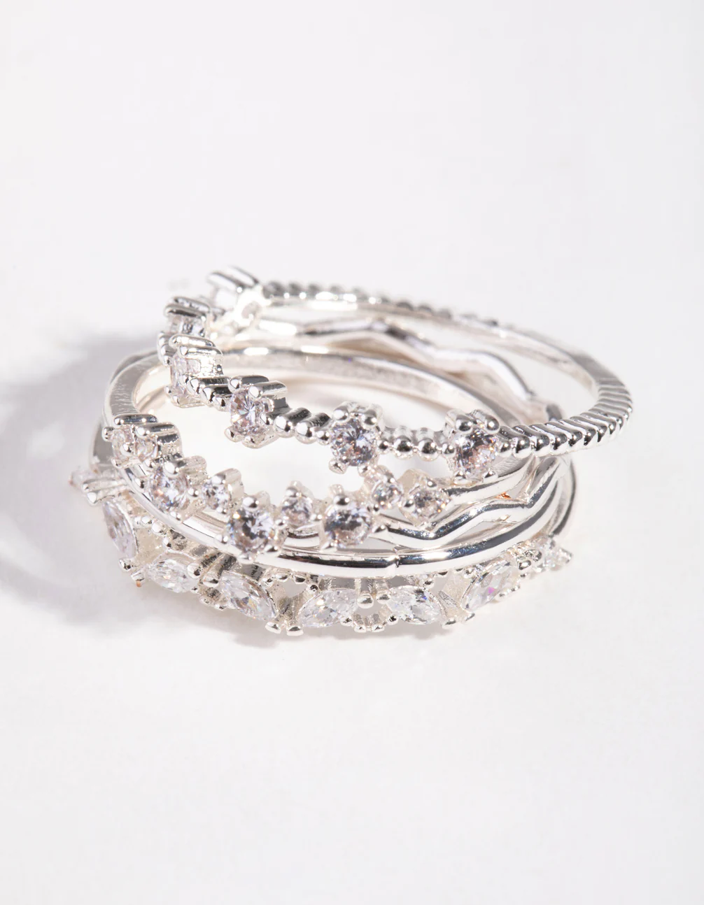 Silver Delicate Bands Rings 5-Pack - Image 3