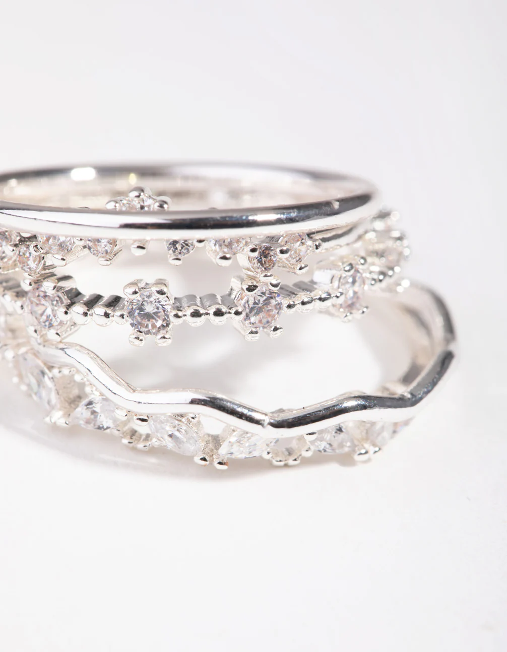 Silver Delicate Bands Rings 5-Pack - Image 4
