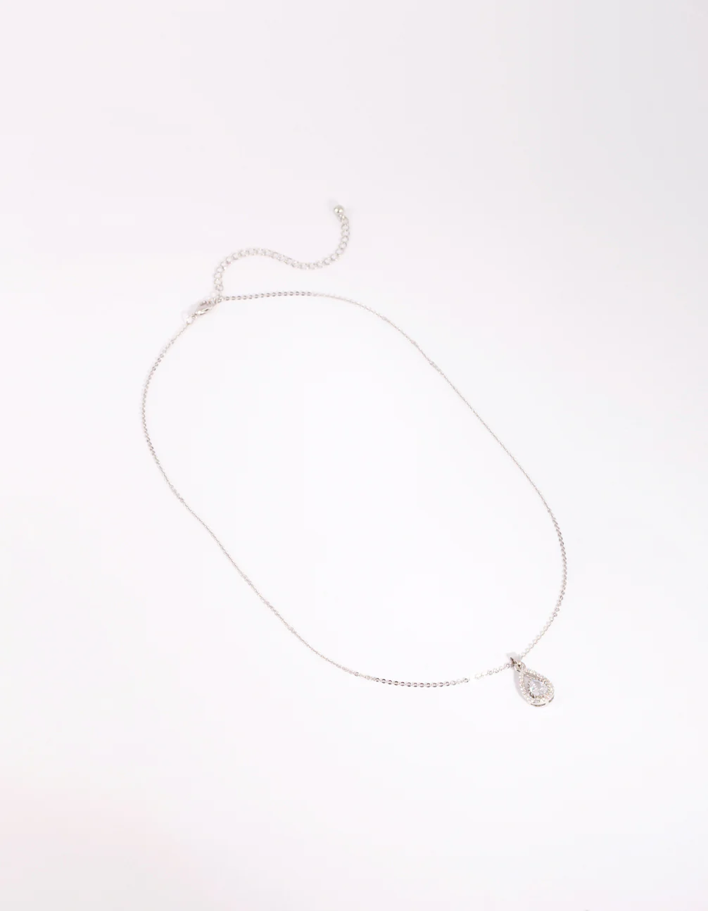 Silver Cubic Zirconia Teardrop Necklace & Earrings Set - Image 2