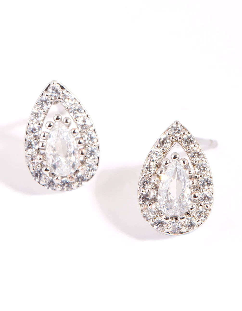 Silver Cubic Zirconia Teardrop Necklace & Earrings Set - Image 3