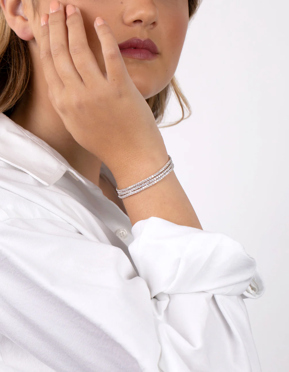 Silver Fine Cupchain Pack Stretch Bracelets - Image 2