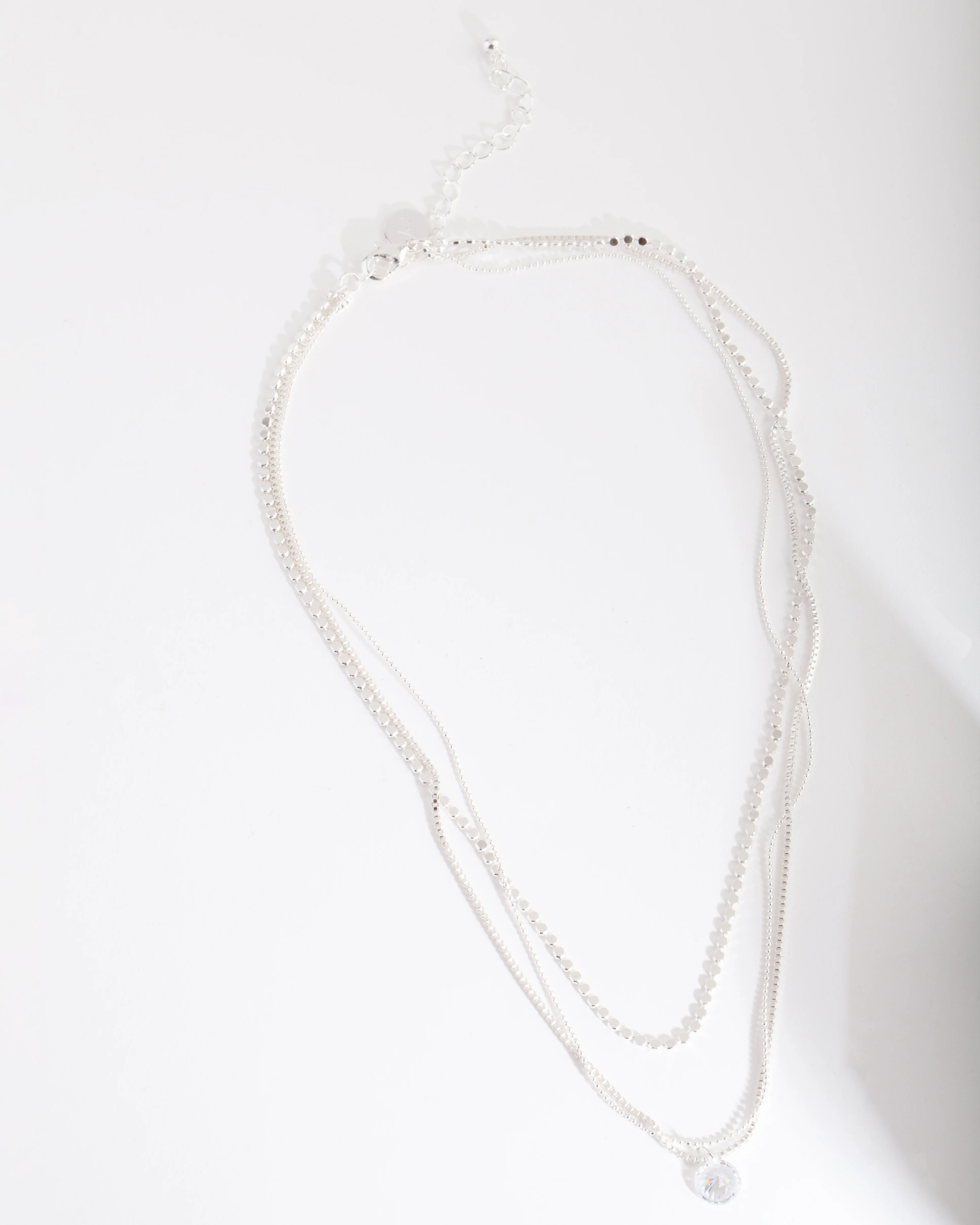 Silver Layered Cubic Zirconia Necklace - Image 4
