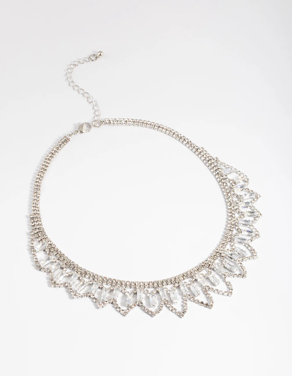 Silver Large Triangle Diamante Statement Necklace - Image 2