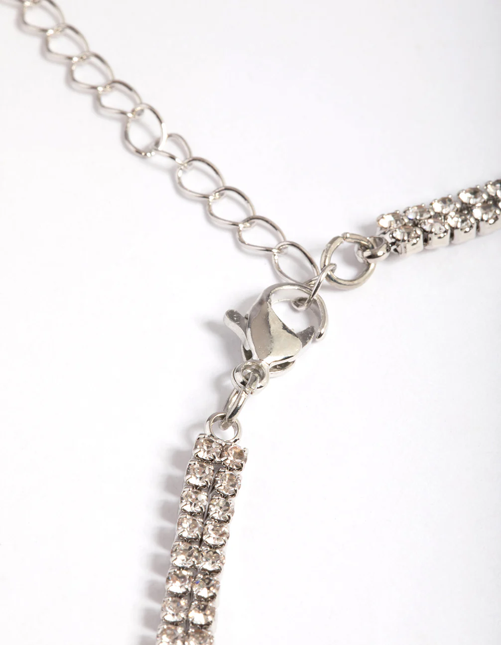 Silver Large Triangle Diamante Statement Necklace - Image 3