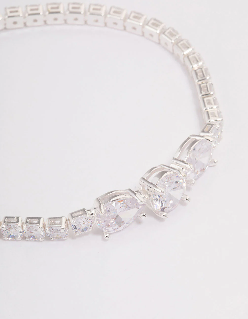 Silver Multi Cubic Zirconia Stone Tennis Bracelet - Image 2