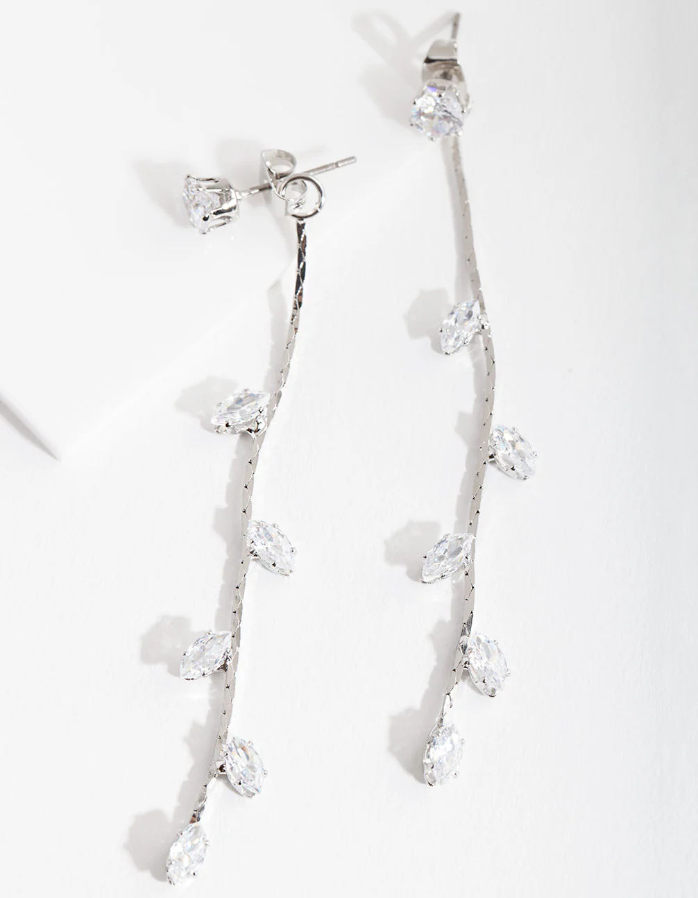Cubic Zirconia Floral String Earrings - Image 3