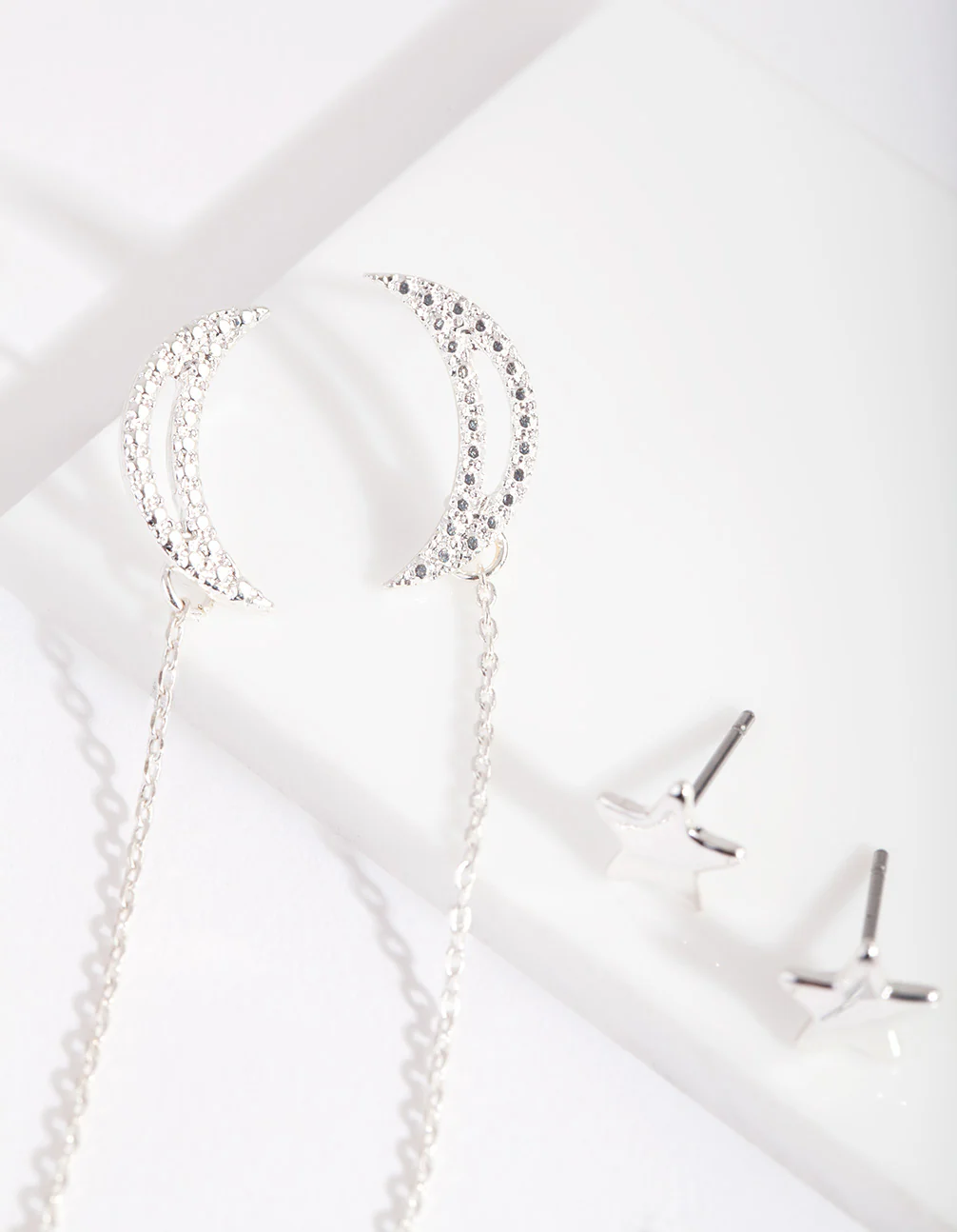 Silver Cubic Zirconia Star & Moon Earring Pack - Image 2