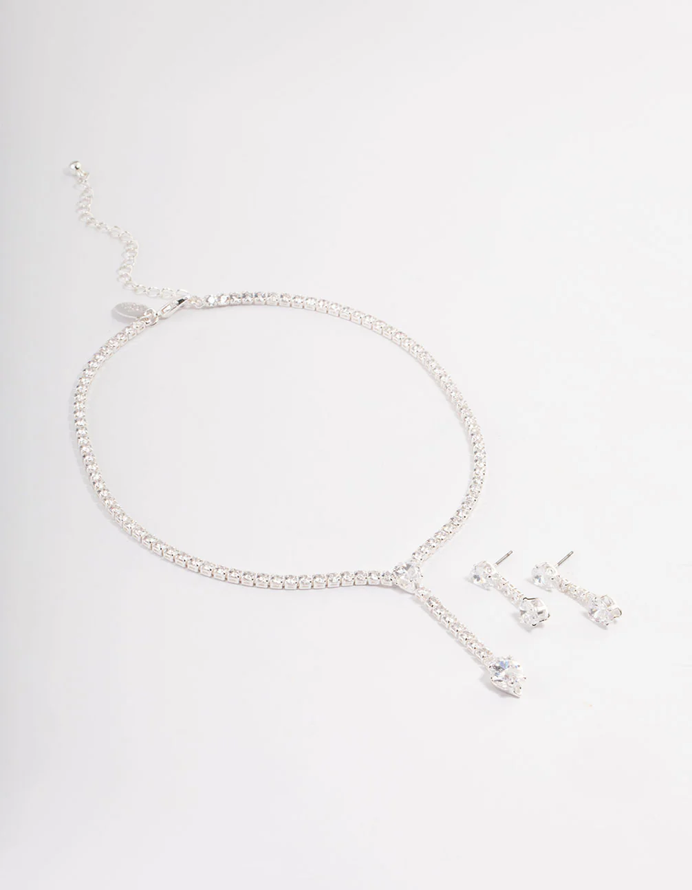 Silver Statement Y-Necklace & Earrings Set - Image 2