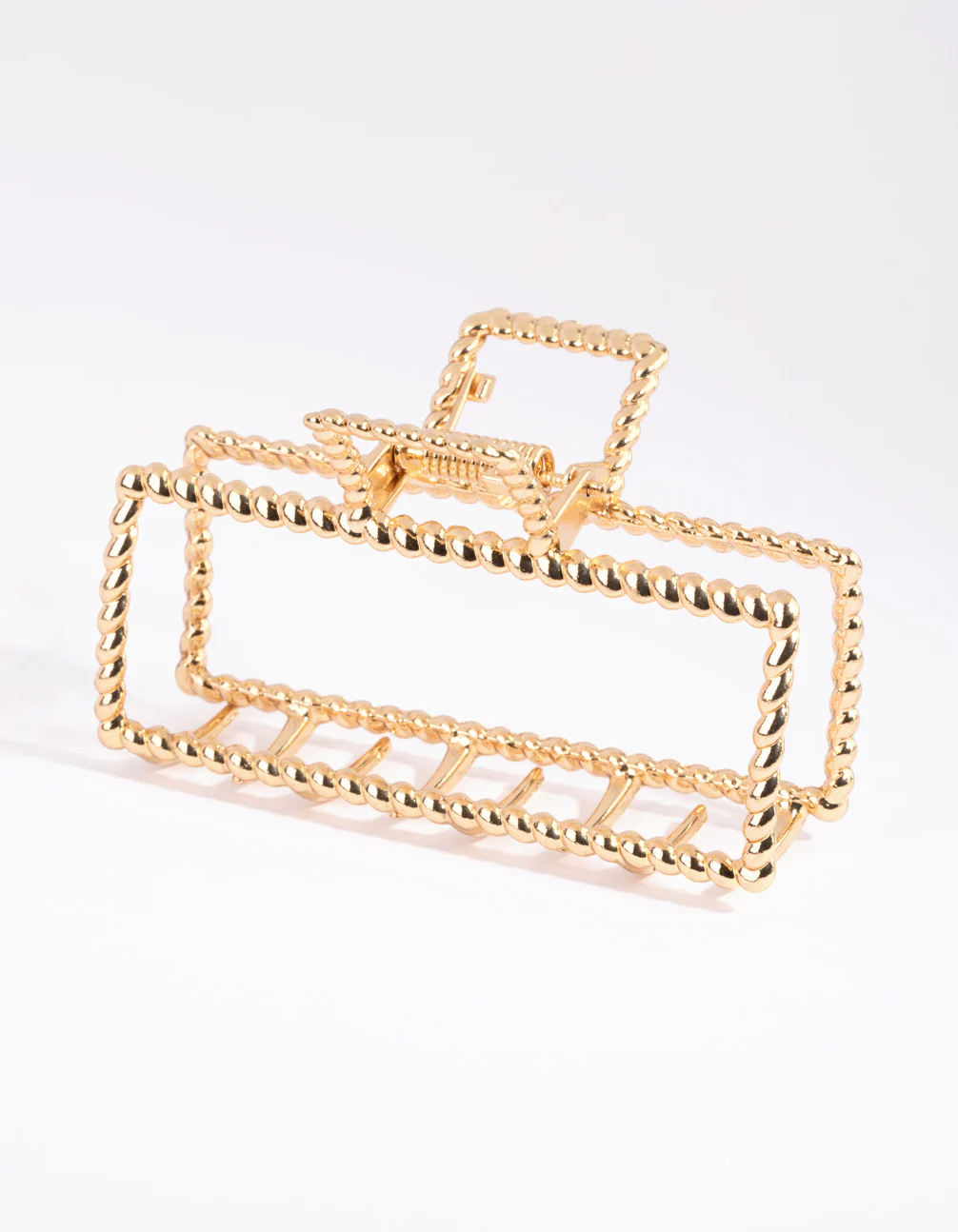 Gold Rectangular Textured Twist Claw Clip - Image 2