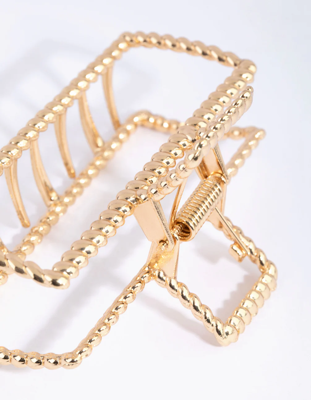 Gold Rectangular Textured Twist Claw Clip - Image 3