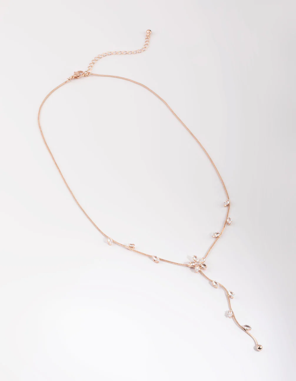 Rose Gold Cubic Zirconia Flower Vine Necklace - Image 3