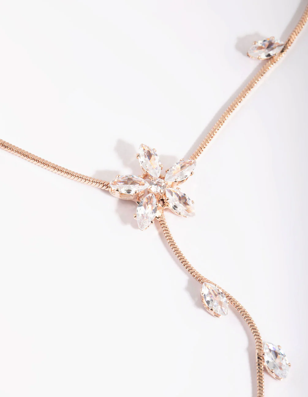 Rose Gold Cubic Zirconia Flower Vine Necklace - Image 4