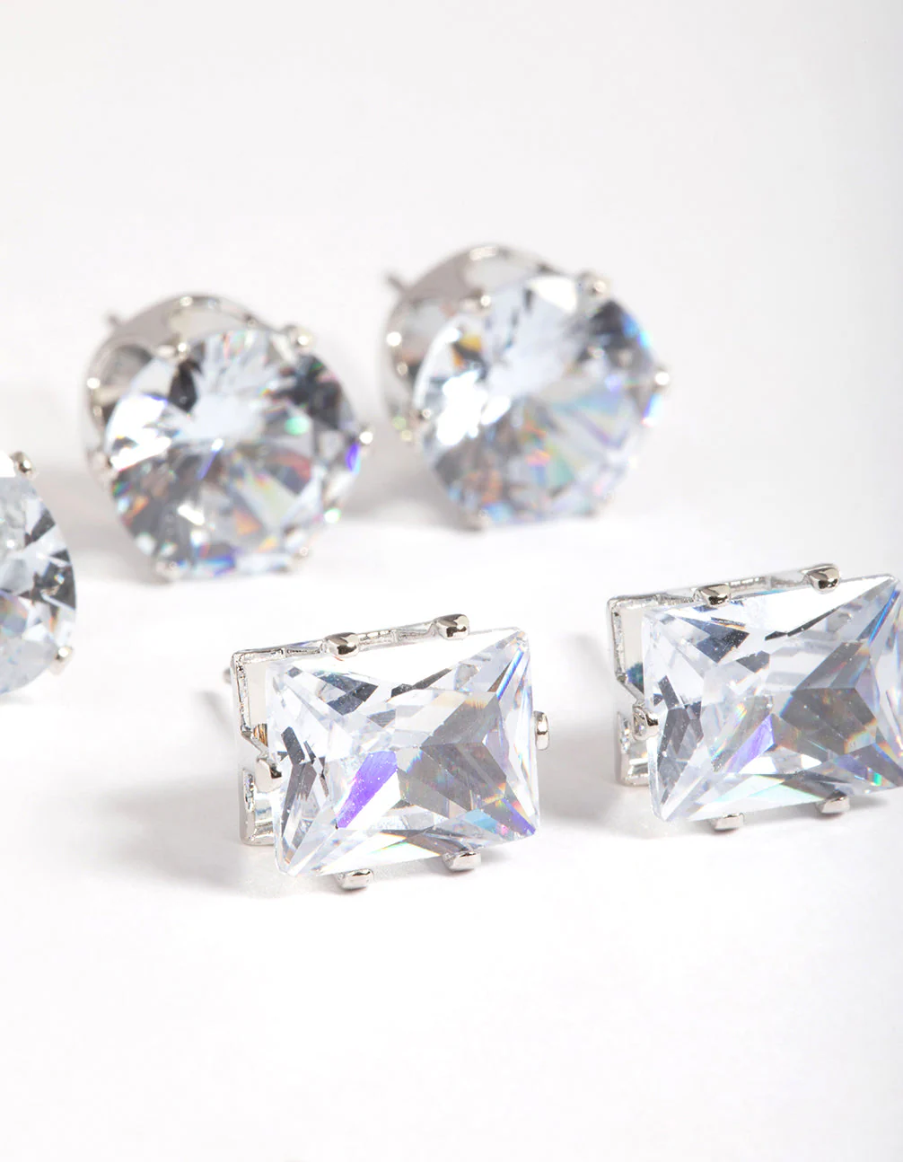 Silver Statement Stud Earrings Pack - Image 2