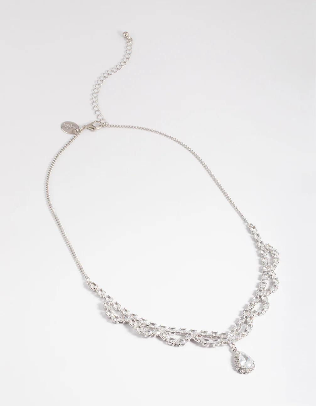 Silver Cubic Zirconia Lace Teardrop Necklace - Image 2
