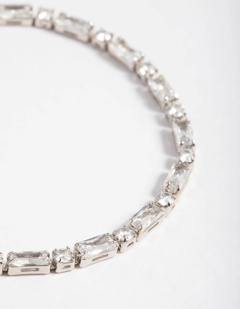 Silver Cubic Zirconia Mixed Rectangle Toggle Tennis Bracelet - Image 3