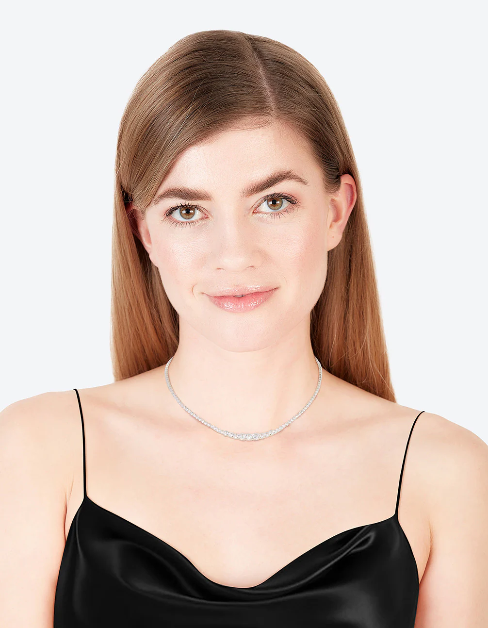 Silver Cubic Zirconia Graduating Diamante Tennis Necklace - Image 3
