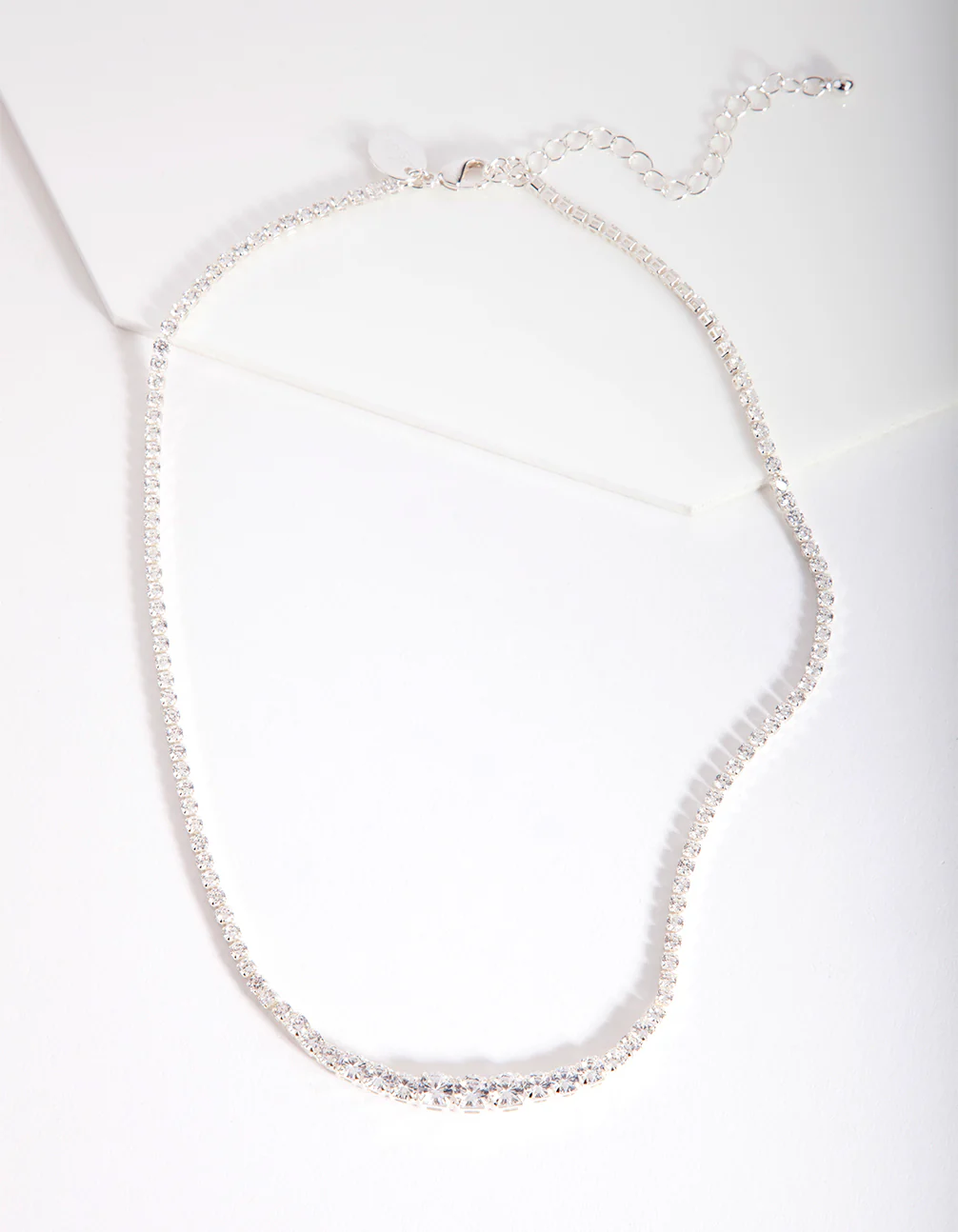 Silver Cubic Zirconia Graduating Diamante Tennis Necklace - Image 4