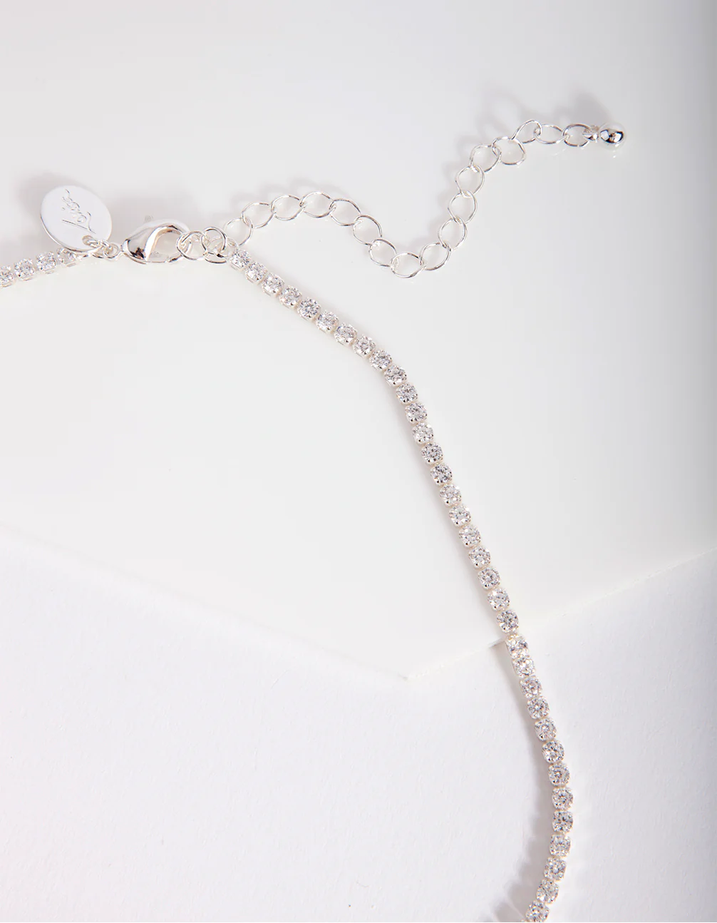 Silver Cubic Zirconia Graduating Diamante Tennis Necklace - Image 5