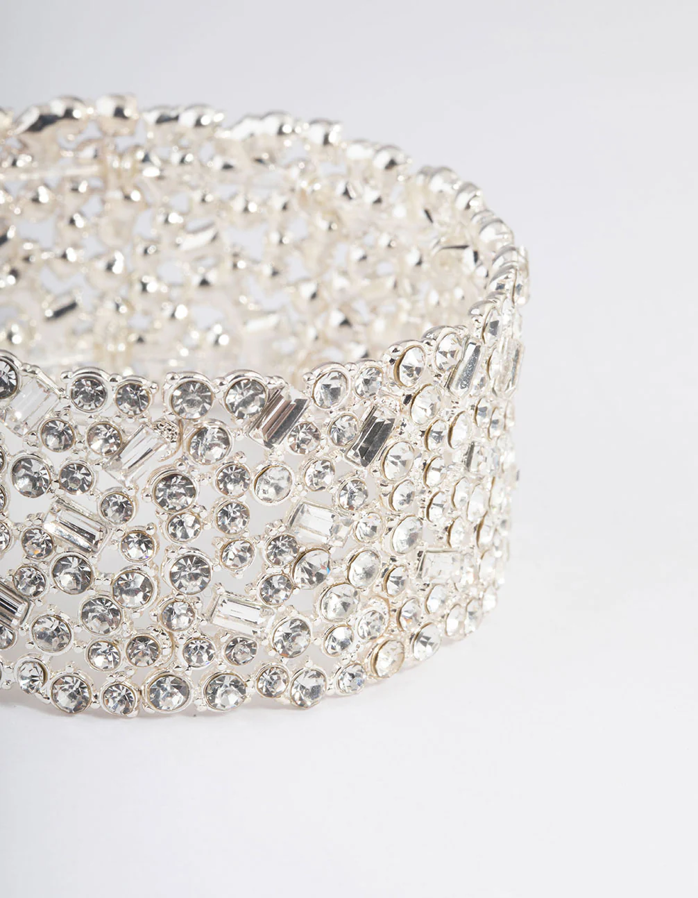 Silver Embellished Stone Stretch Bracelet - Image 2