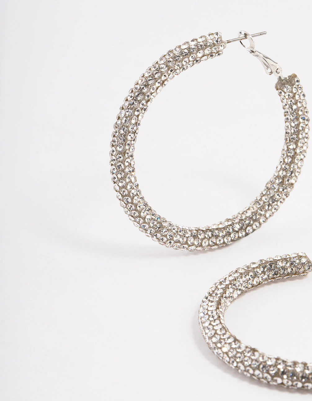 Rhodium Crust Hoop Earrings - Image 2