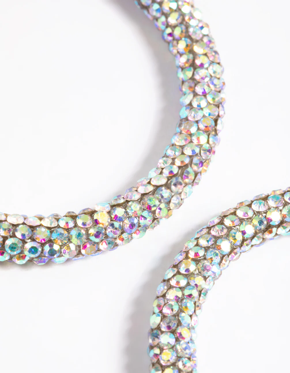 Silver 40mm Encrusted Hoop Earring - Image 2