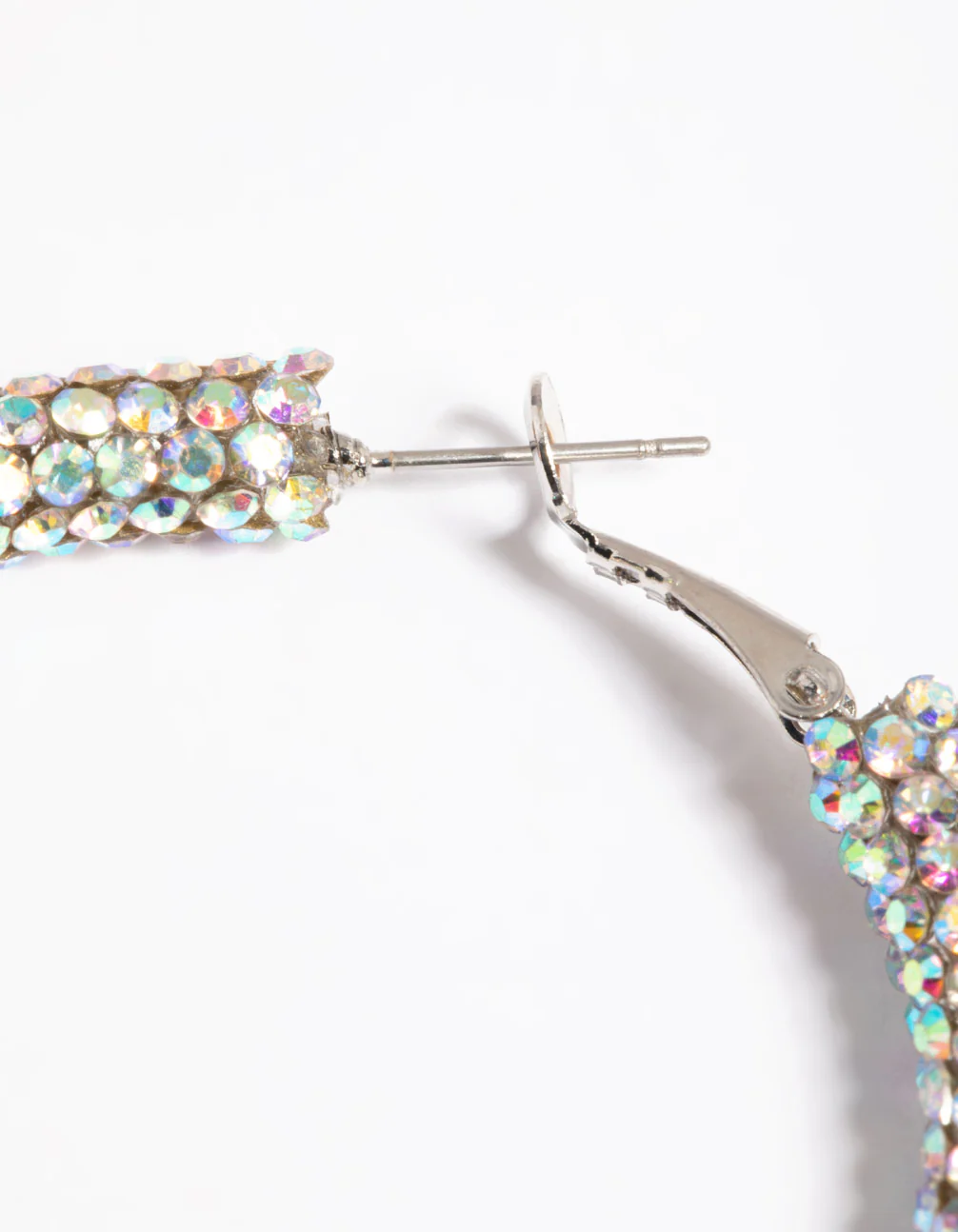 Silver 40mm Encrusted Hoop Earring - Image 3