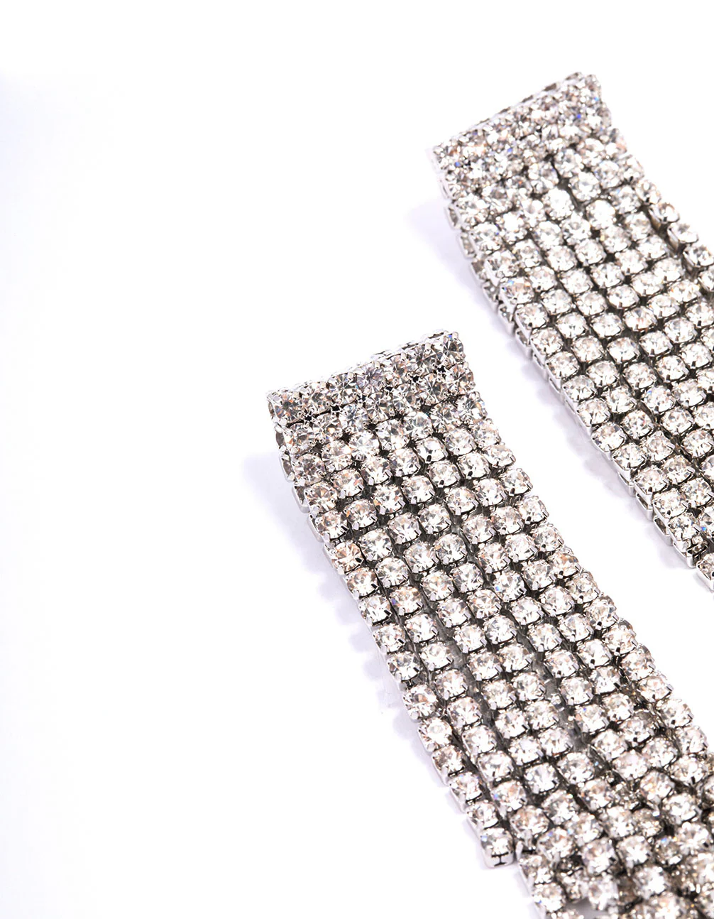 Silver Diamante Cup Chain Drop Earrings - Image 2