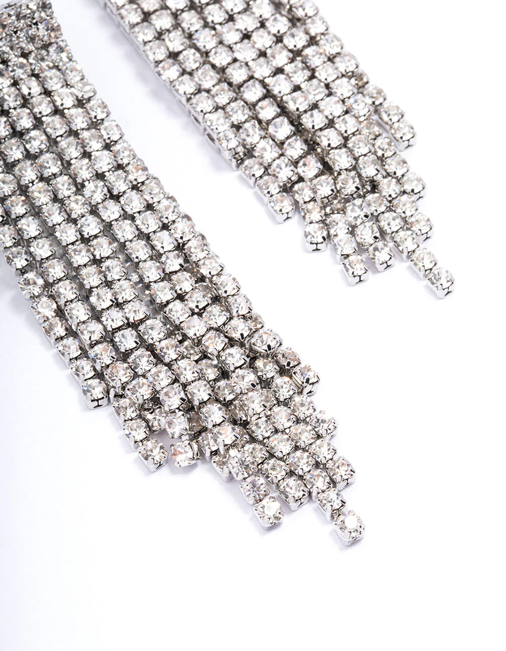 Silver Diamante Cup Chain Drop Earrings - Image 3