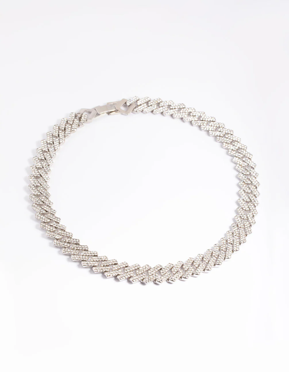 Silver Diamante Miami Chain Necklace - Image 4