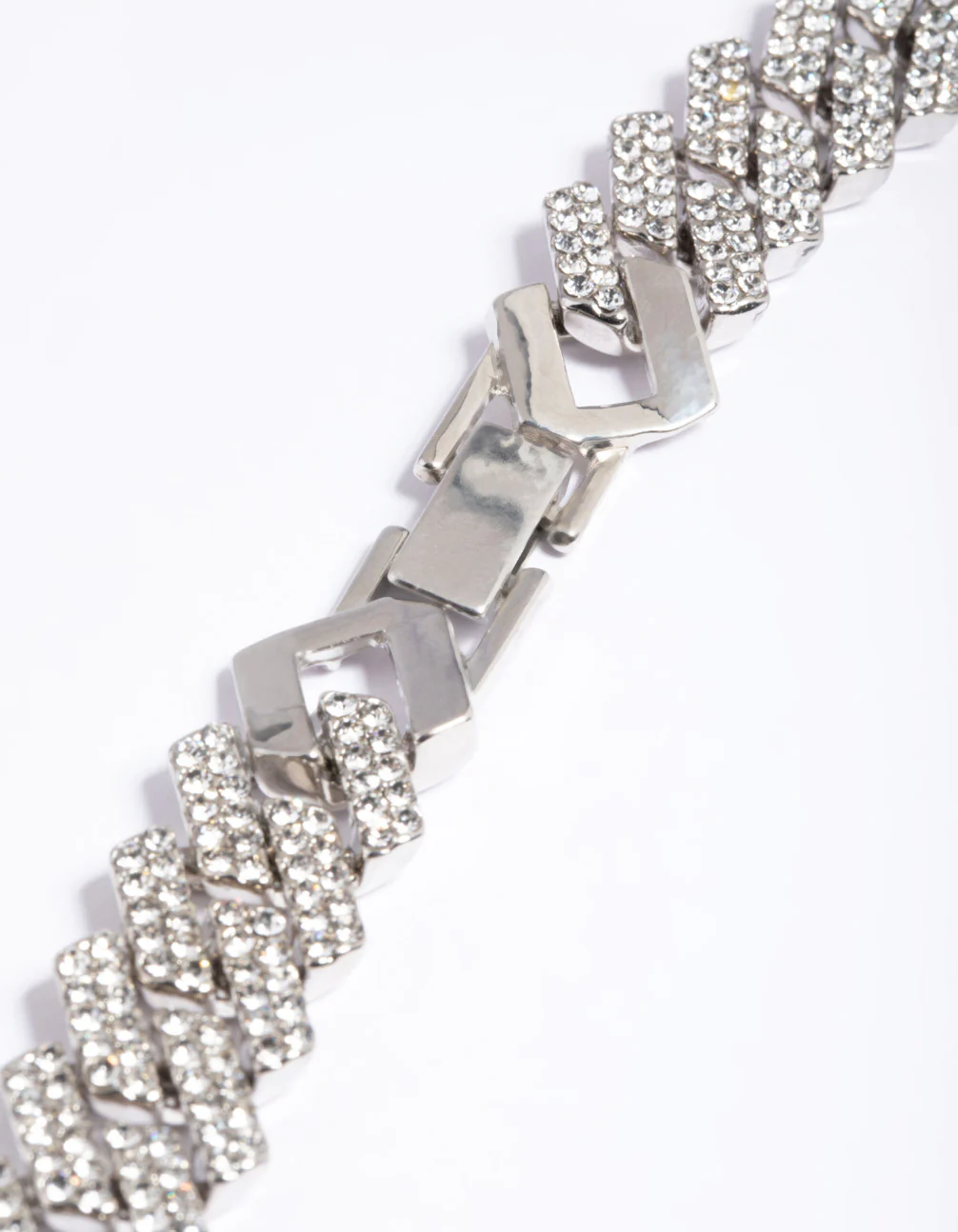 Silver Diamante Miami Chain Necklace - Image 5
