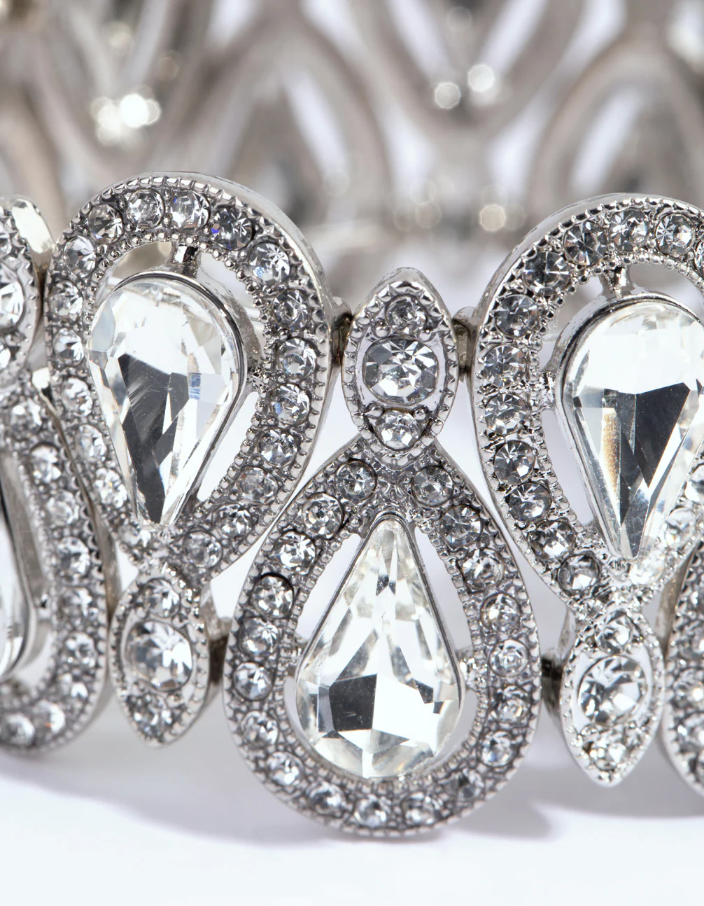 Silver Diamante Teardrop Stretch Bracelet - Image 3