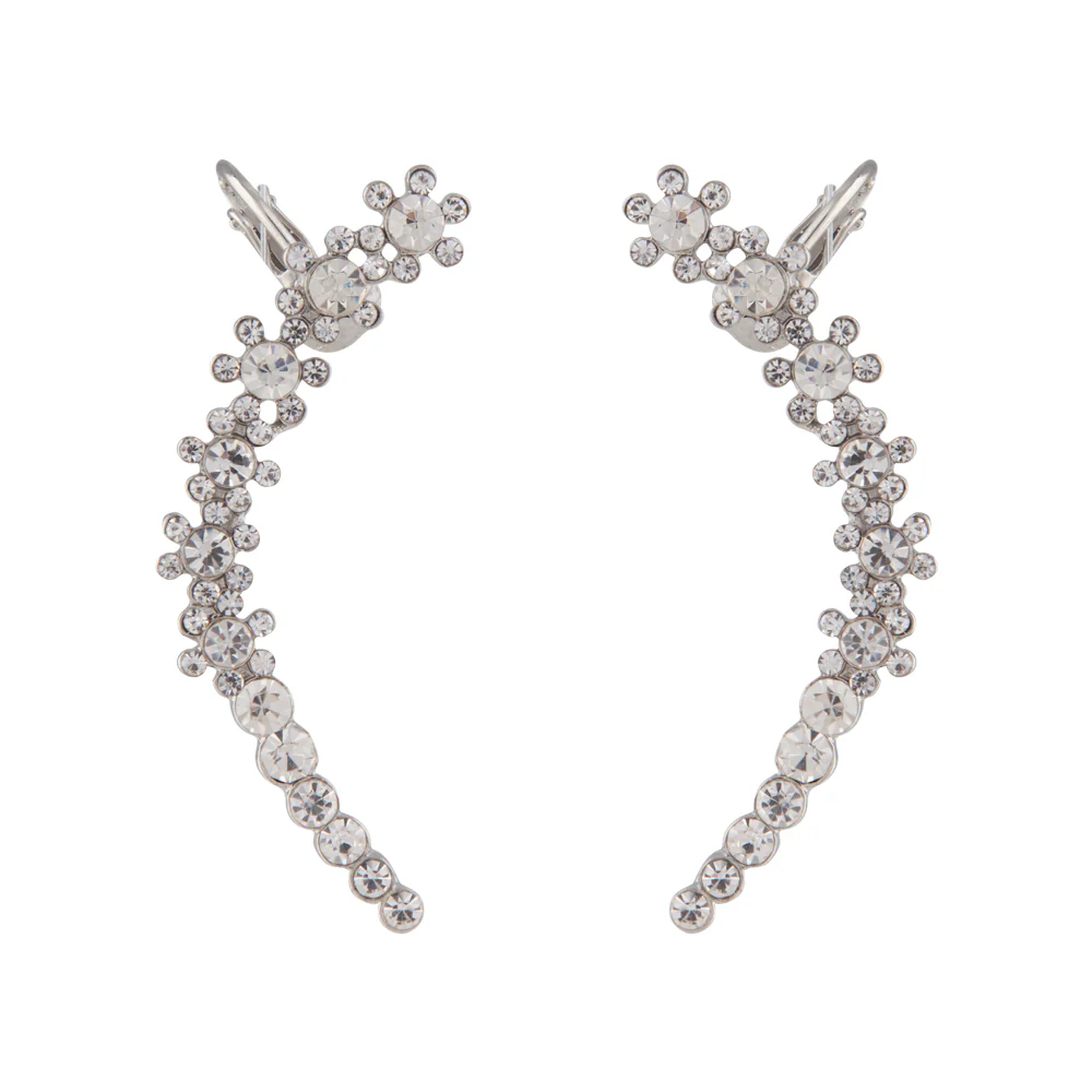 Diamante Double Flower Ear Cuff Pack