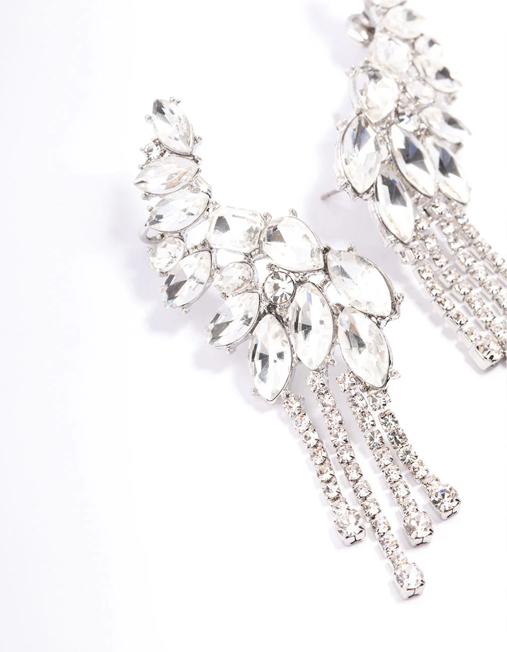 Silver Multi Diamante Cup Chain Ear Cuff - Image 2