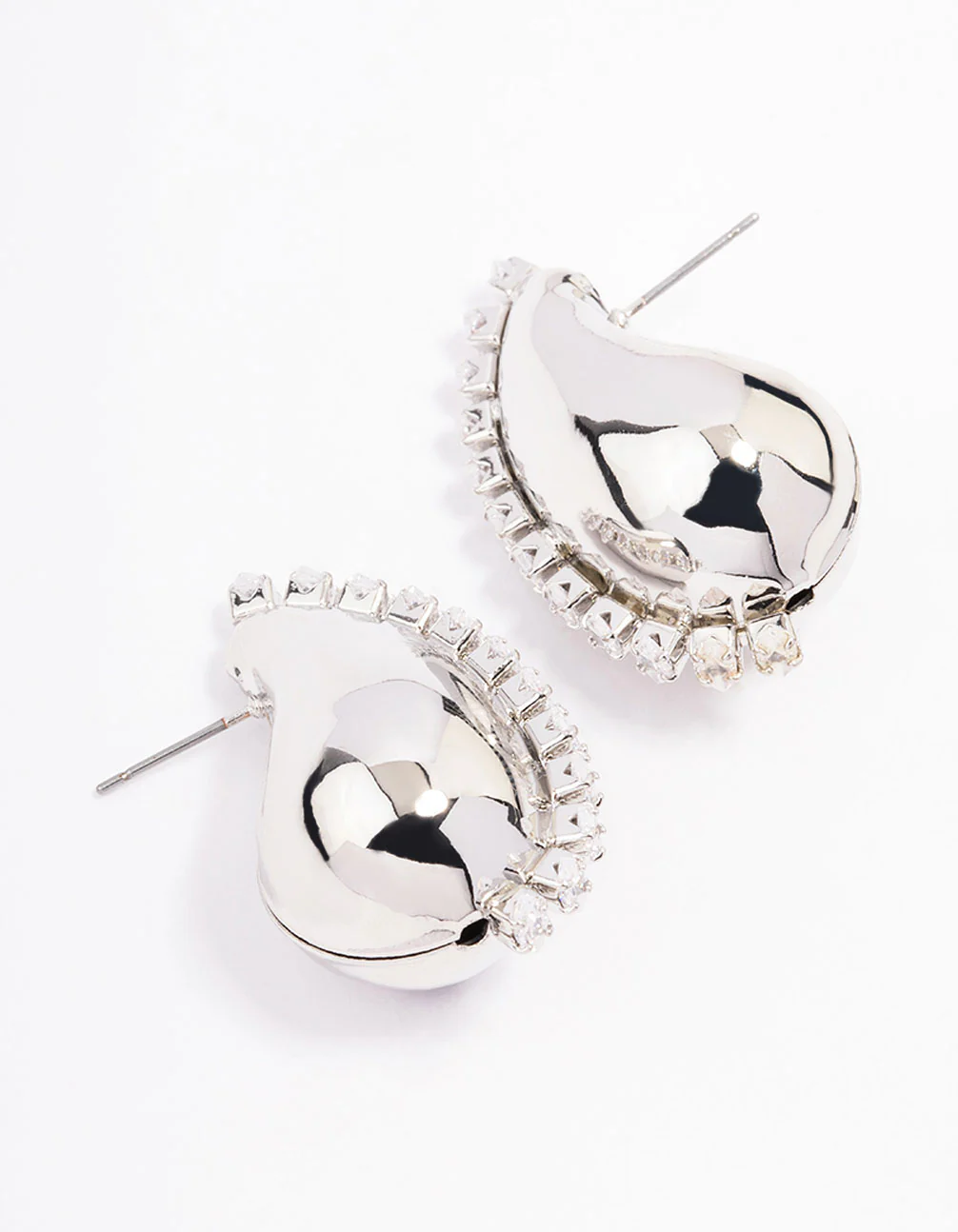 Silver Small Teardrop Stud Earrings - Image 3