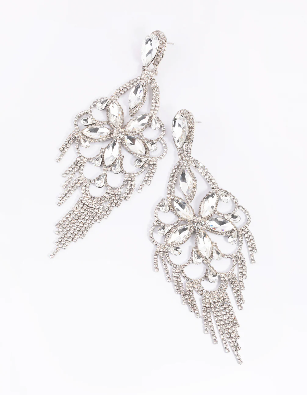 Silver Diamante Statement Earrings - Image 2