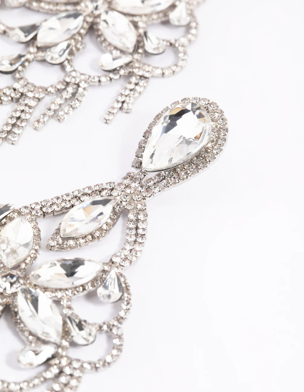 Silver Diamante Statement Earrings - Image 3